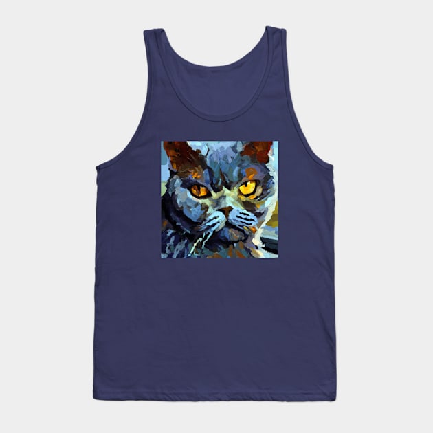 Stoic Cat Painted in the Style of Van Gogh Tank Top by Star Scrunch